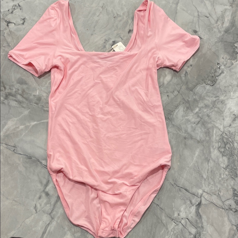 aerie Pink Short-Sleeve Scoop Neck Bodysuit